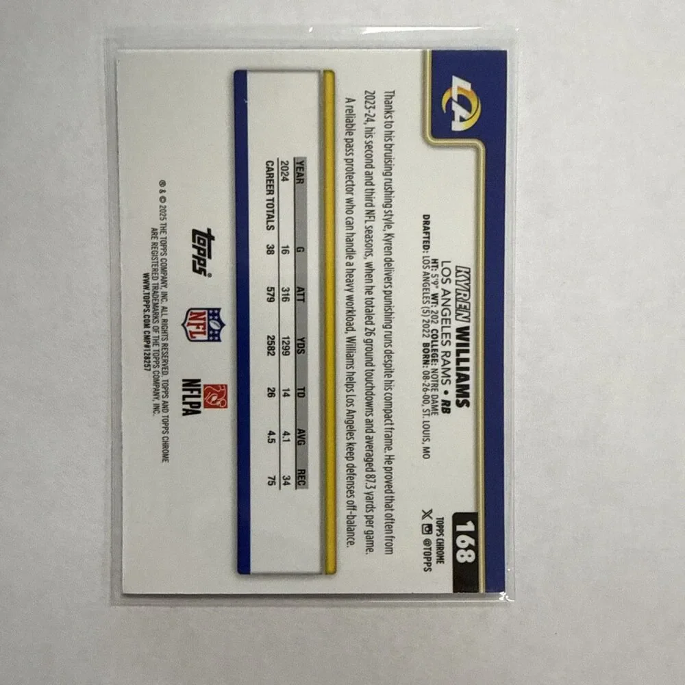 Topps Chrome 2025 Kyren Williams Checkerboard #168 Los Angeles Rams